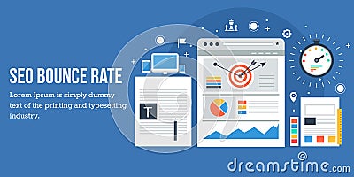 Seo bounce rate. Flat design vector illustration - web banner. Vector Illustration