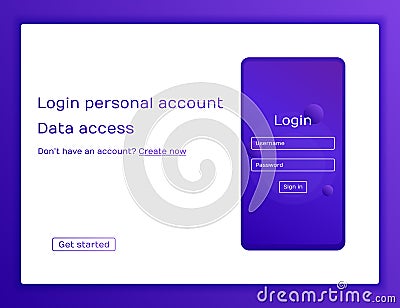 Concept website. Sign In Screen. Login Application with Password From Window. Modern Flat style illustration Vector Illustration