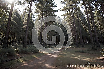 Whispers of Nature A Serene Journey through the Pine Forest.AI Generated Stock Photo