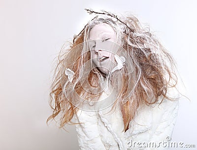 Concept of a Woman in Elaborate Make up and Hair Stock Photo