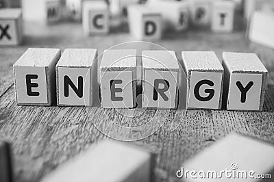 Concept word forming with cube - Energ Stock Photo