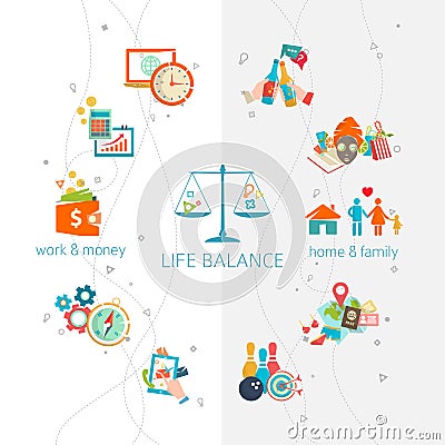 Concept of work and life balance Vector Illustration