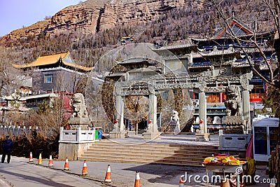 Concept of xining city in qinghai province beishan tulou, also known as the north yamadera Editorial Stock Photo