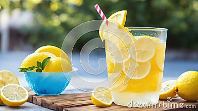 Zesty Delight Celebrating National Lemon Juice Day with a Refreshing Lemonade Glass.AI Generated Stock Photo