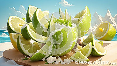 Zesty Delight Celebrating National PiÃ±a Colada Day with a Vector Lime Wedge.AI Generated Stock Photo