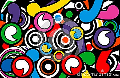 Conception creation retro bold colour circles representing ovum fetes Stock Photo