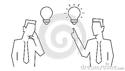 Conception of idea in businessman linear illustration Vector Illustration