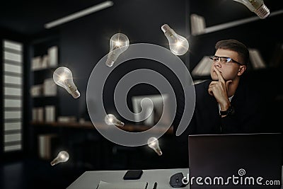 Concepts of the emergence of creative ideas during the work Stock Photo