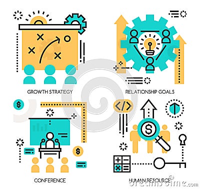 Concepts of Growth Strategy, Relationship goals Vector Illustration