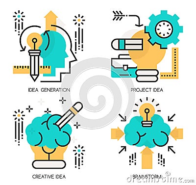 Concepts of Idea Generation , Project Idea Vector Illustration