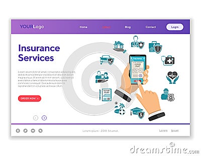 Online Insurance Services Concept Vector Illustration