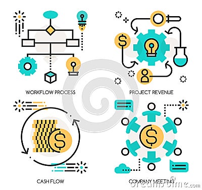 Concepts of Workflow Process , Project Revenue Vector Illustration