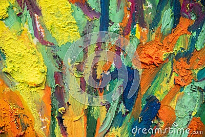 Conceptual abstract picture drawn with oil pastels. Closeup of an oil painting on paper. Stock Photo