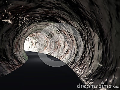 Conceptual abstract road tunnel with light at the end Stock Photo