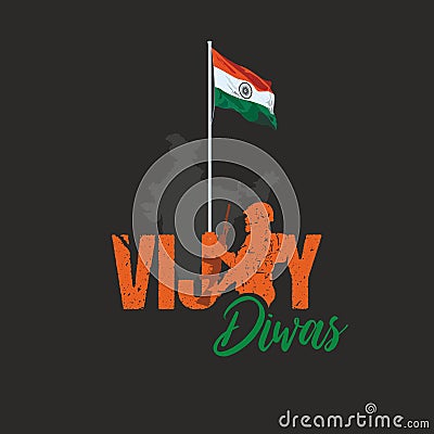 Conceptual Banner Design for Vijay Diwas. An Indian Military Victory Day. Illustration Soldier Holding Machine Gun. Vector Illustration