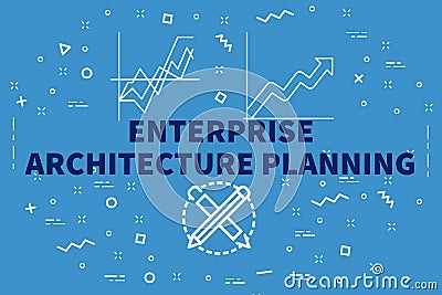 Conceptual business illustration with the words enterprise architecture planning Cartoon Illustration