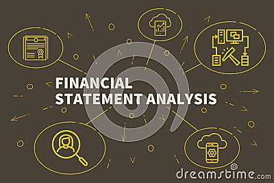 Conceptual business illustration with the words financial statement analysis Cartoon Illustration