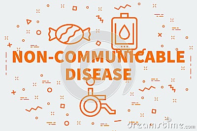 Conceptual business illustration with the words non-communicable disease Cartoon Illustration
