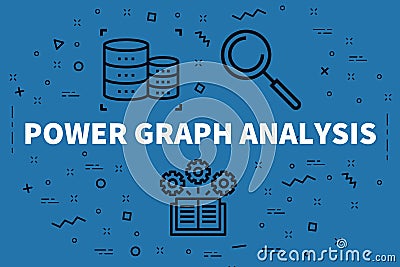 Conceptual business illustration with the words power graph anal Cartoon Illustration