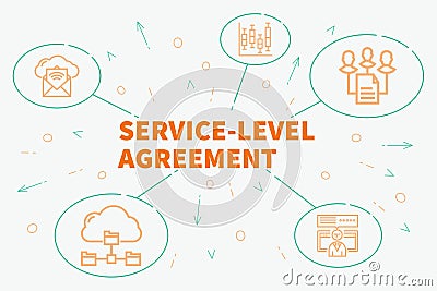 Conceptual business illustration with the words service-level ag Cartoon Illustration