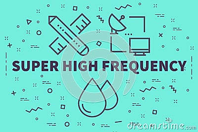 Conceptual business illustration with the words super high frequency Cartoon Illustration