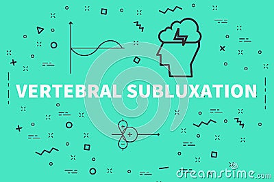 Conceptual business illustration with the words vertebral subluxation Cartoon Illustration