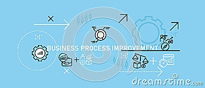 Conceptual business process improvement design featuring data analysis workflow planning strategy skill development Stock Photo