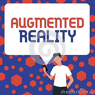 Conceptual caption Augmented Reality. Conceptual photo technology that imposes computer image on the real world Stock Photo