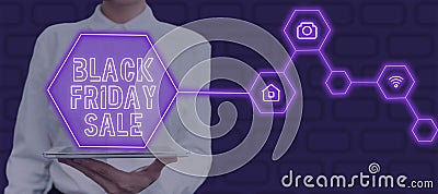 Sign displaying Black Friday SaleShopping Day Start of the Christmas Shopping Season. Business concept Shopping Day Stock Photo