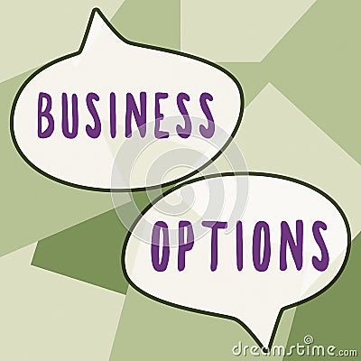 Text caption presenting Business Options. Concept meaning trade of value from one party to another for goods Woman Stock Photo