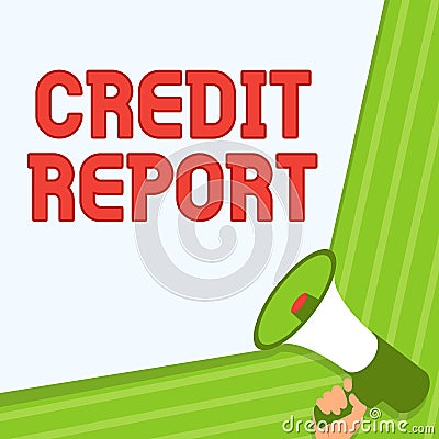 Text caption presenting Credit Report. Word for Borrowing Rap Sheet Bill and Dues Payment Score Debt History Stock Photo