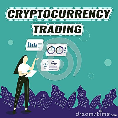 Conceptual caption Cryptocurrency Trading. Concept meaning simply the exchange of cryptocurrencies in the market Stock Photo