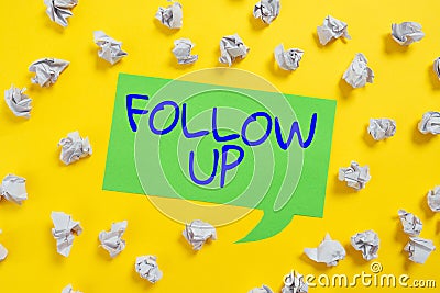 Conceptual caption Follow Up. Business showcase Additional info or any activity that needs to check secondly -48037 Stock Photo