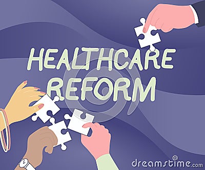 Conceptual display Healthcare Reform. Business showcase Innovation and Improvement in the quality of care program Stock Photo