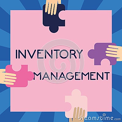 Conceptual caption Inventory Management. Business concept Overseeing Controlling Storage of Stocks and Prices Stock Photo