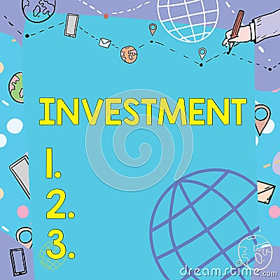 Text showing inspiration Investment. Business overview right or license granted to an individual or group to market Stock Photo