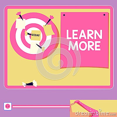 Conceptual caption Learn More. Business approach Deepen knowledge of the thing you want to do or new skill Stock Photo