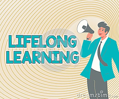 Conceptual caption Lifelong Learning. Word Written on pursuit of knowledge for personal or professional reasons Stock Photo