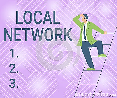 Conceptual caption Local Network. Business idea Intranet LAN Radio Waves DSL Boradband Switch Connection Gentleman In Stock Photo