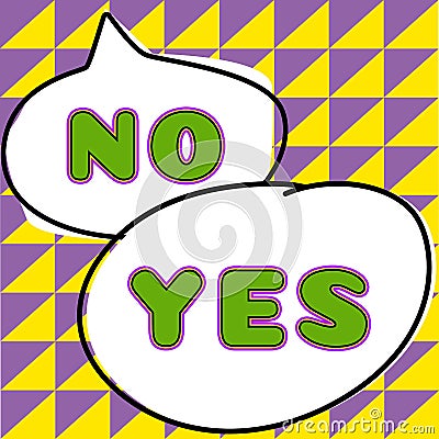 Conceptual caption No Yes. Conceptual photo Answering question using these words to show acception or rejection Stock Photo