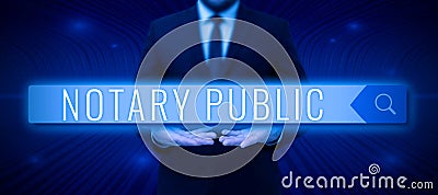 Writing displaying text Notary Public. Word for Legality Documentation Authorization Certification Contract Stock Photo