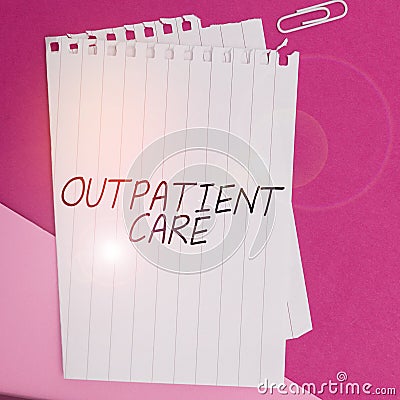 Conceptual caption Outpatient Care. Business showcase the final result of something or how the way things end up Stock Photo