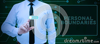 Conceptual caption Personal Boundaries. Business idea something that indicates limit or extent in interaction with Stock Photo