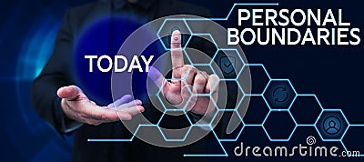 Conceptual caption Personal Boundaries. Business overview something that indicates limit or extent in interaction with Stock Photo