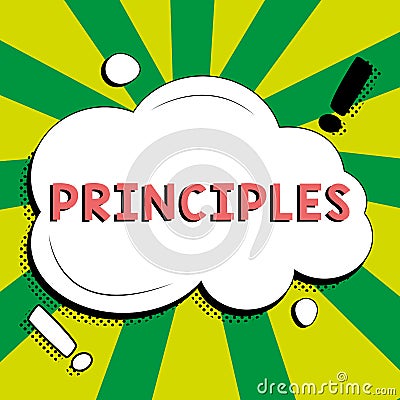 Conceptual caption Principles. Business idea fundamental truth that serves as the base for a system of belief Stock Photo