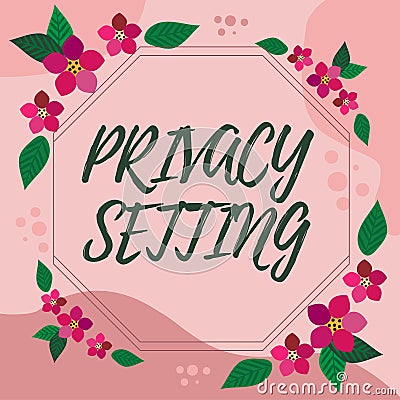 Conceptual caption Privacy Setting. Business concept limit the access of profile and what information can see Frame Stock Photo