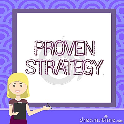 Conceptual caption Proven Strategy. Business concept Confirmed approach or practices in generating sales or leads Lady Stock Photo