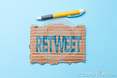 Conceptual caption Retweet. Conceptual photo in twitter repost or forward a message posted by another user Simple Stock Photo