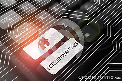 Conceptual caption Screenwriting. Concept meaning the art and craft of writing scripts for media communication Stock Photo