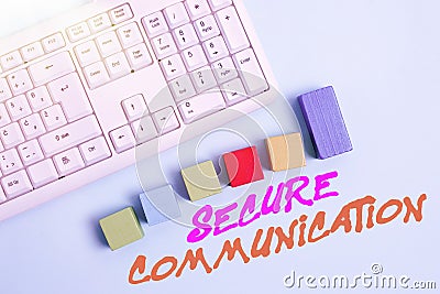 Text caption presenting Secure Communication. Business showcase preventing unauthorized interceptors from accessing Stock Photo